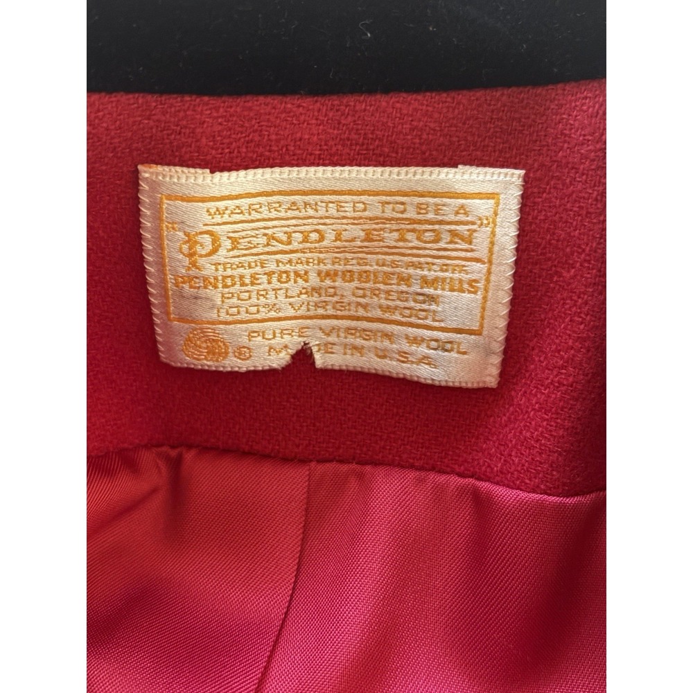 Vtg Pendleton Red Virgin Wool Riding Jacket~Sz 8~Velvet Collar Tailored Luxury - Picture 3 of 16